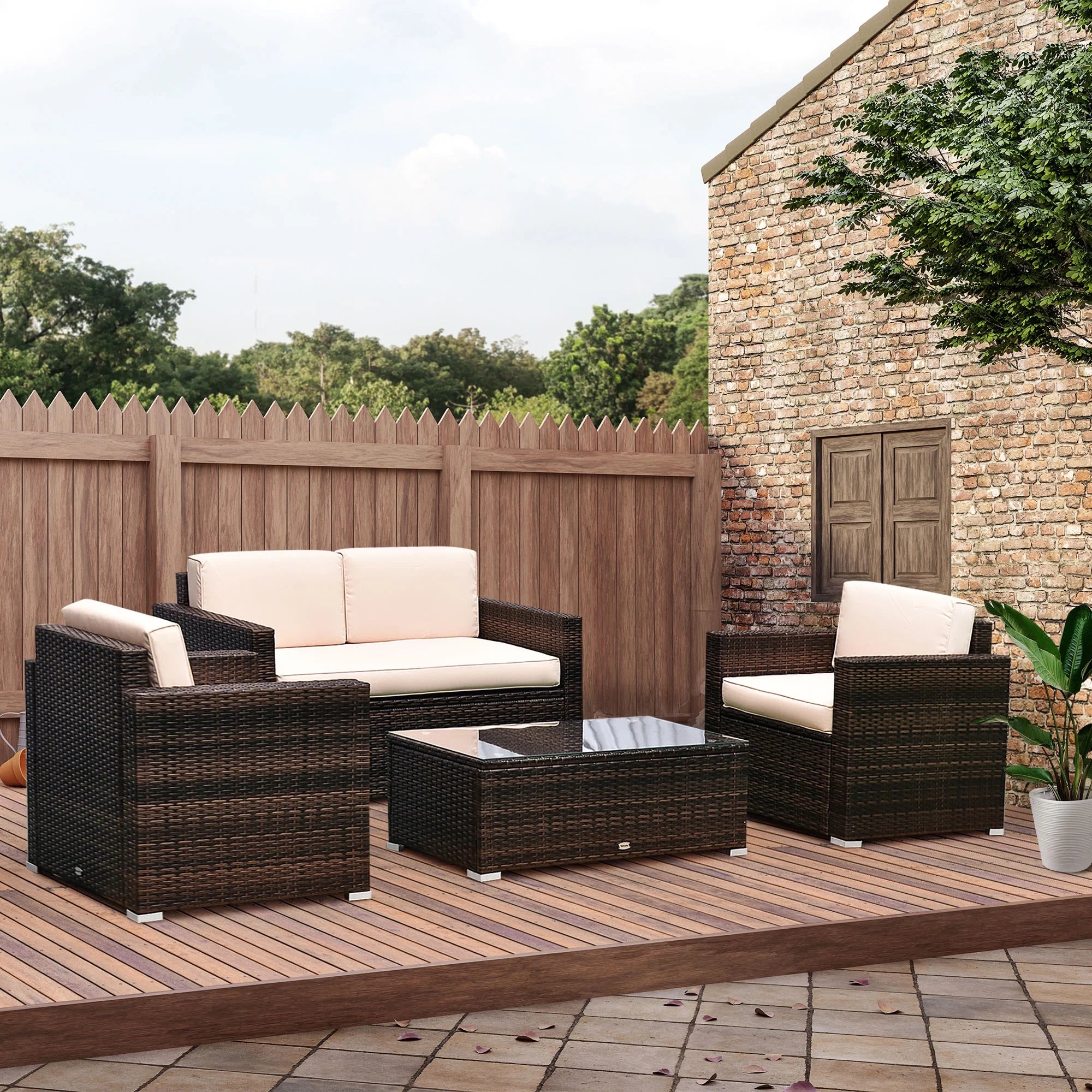 Beige 4-Piece Rattan Furniture Set O361541