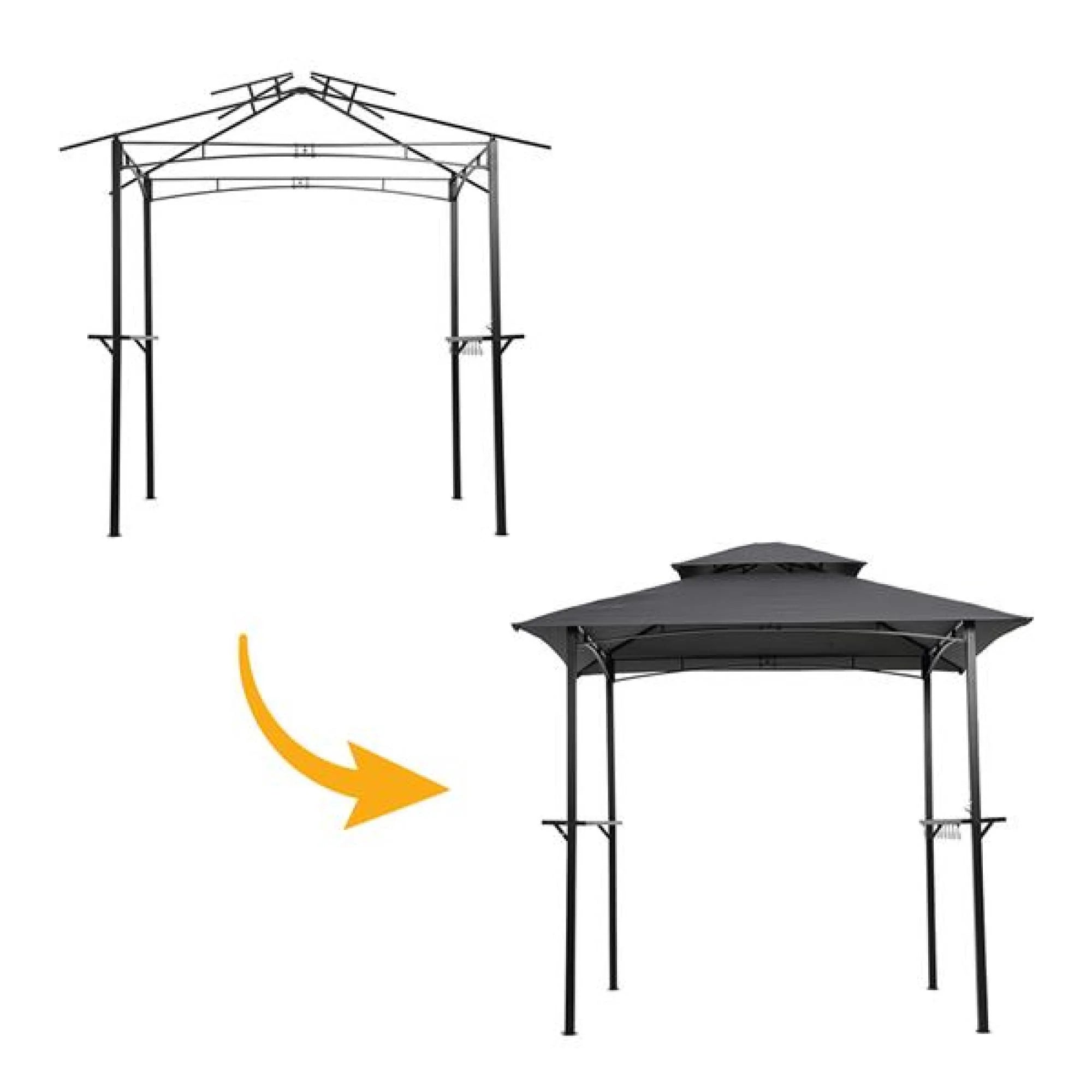 Grey Outdoor Grill Gazebo with Steel Frame G9047