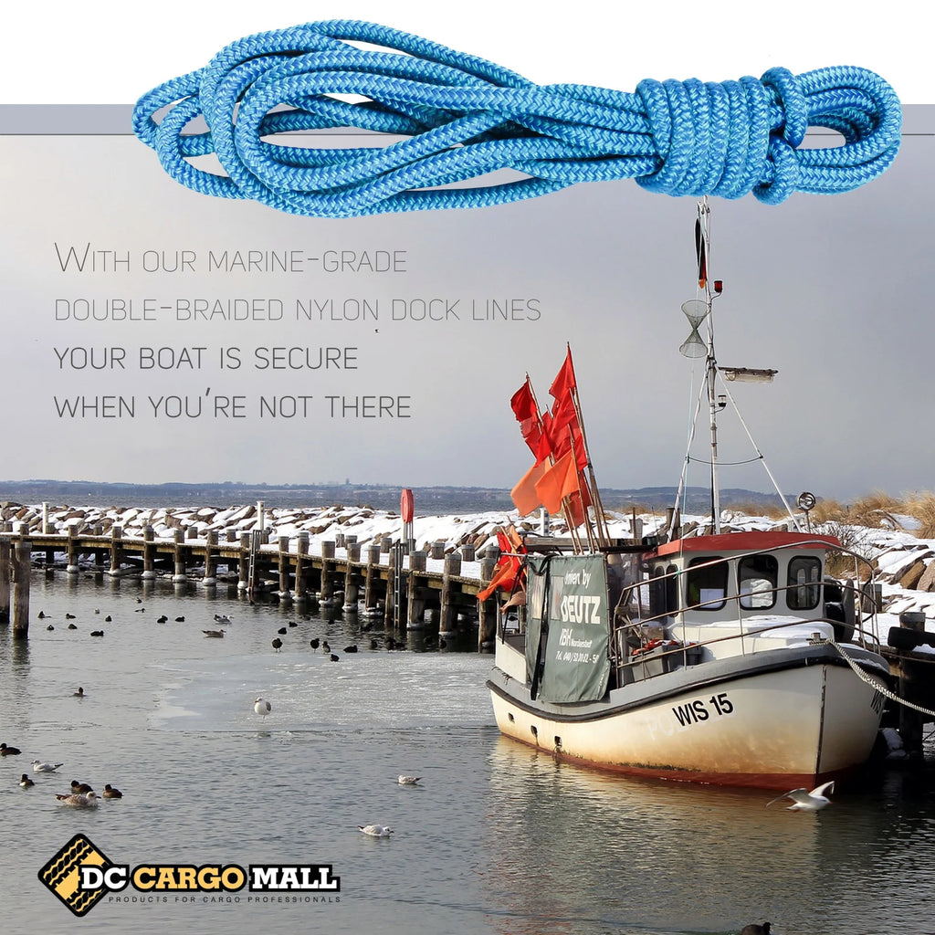 Marine-Grade Double-Braided Nylon Dock Line with 12” Eyelet L9121