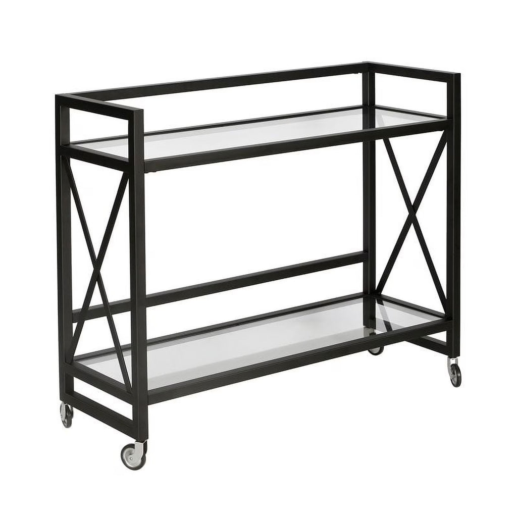 Blackened Bronze Metal/Glass Bar Cart N8200