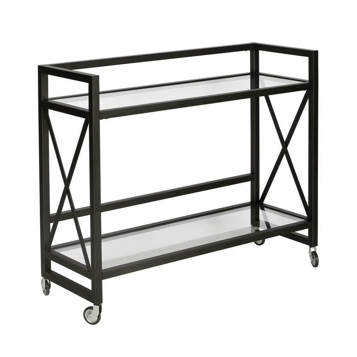 Blackened Bronze Metal/Glass Bar Cart N8200