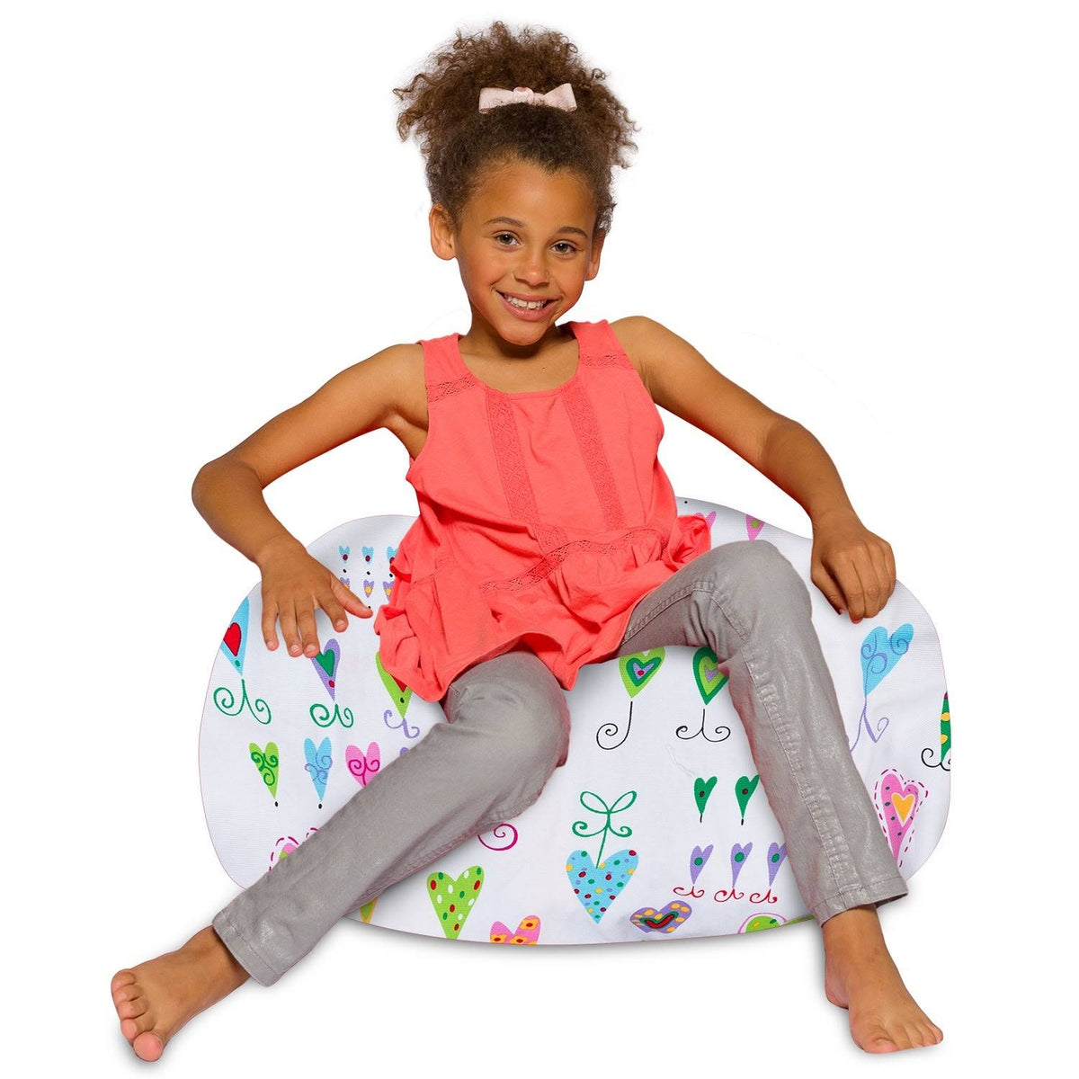 Canvas Multi-Colored Hearts Kids Bean Bag Chair G4618