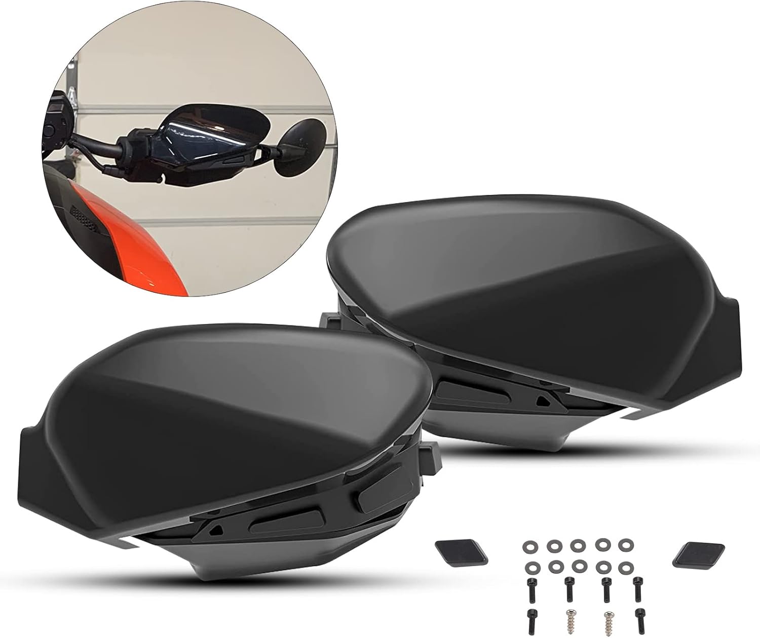 Black Plastic Hand Guards Wind Deflector Kit Pack of 2 Y71770