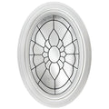 Decorative Glass Fixed Oval Vinyl Window, Black Caming in White H2971