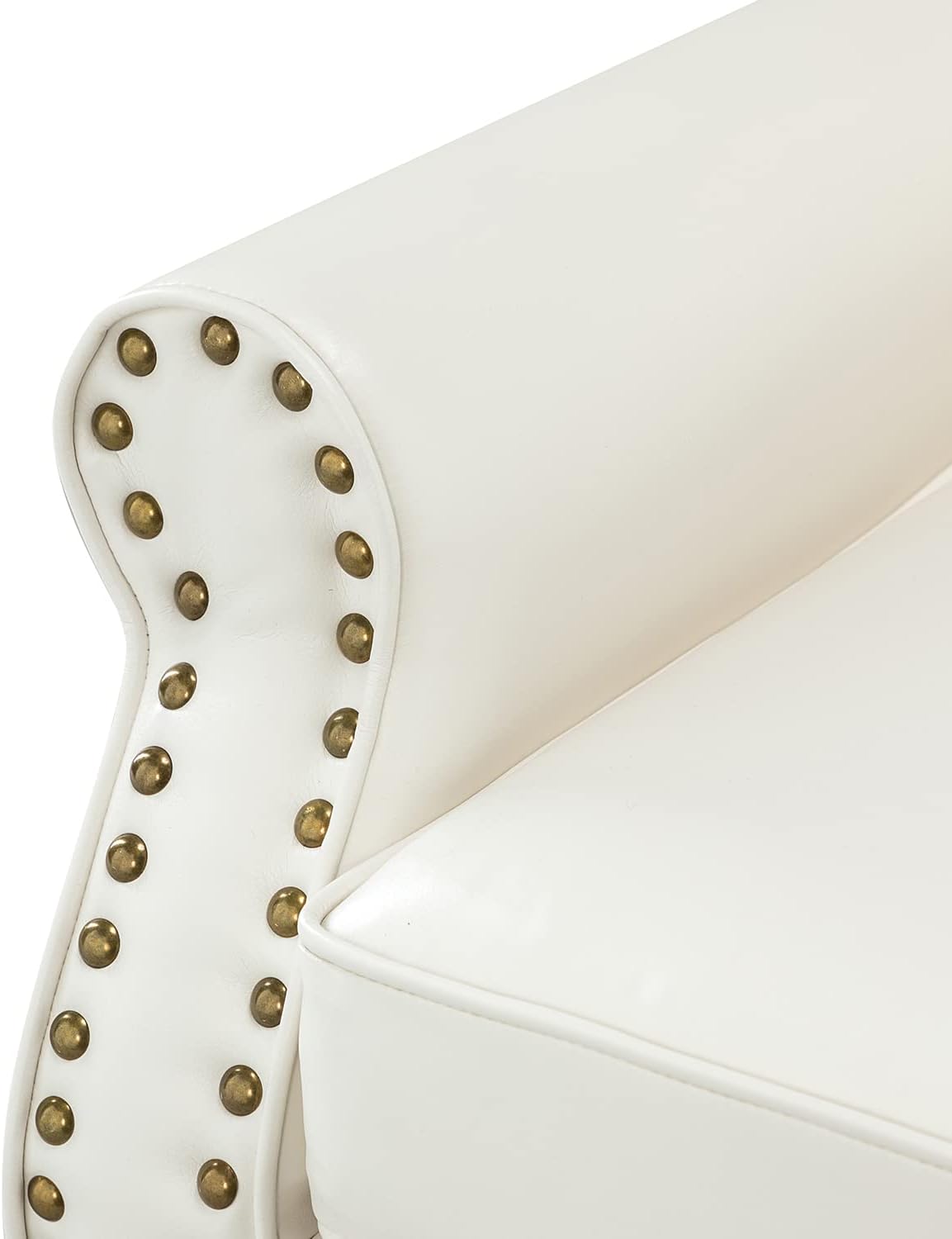 Ivory Faux Leather Accent Chair with Solid Wood Legs L17162