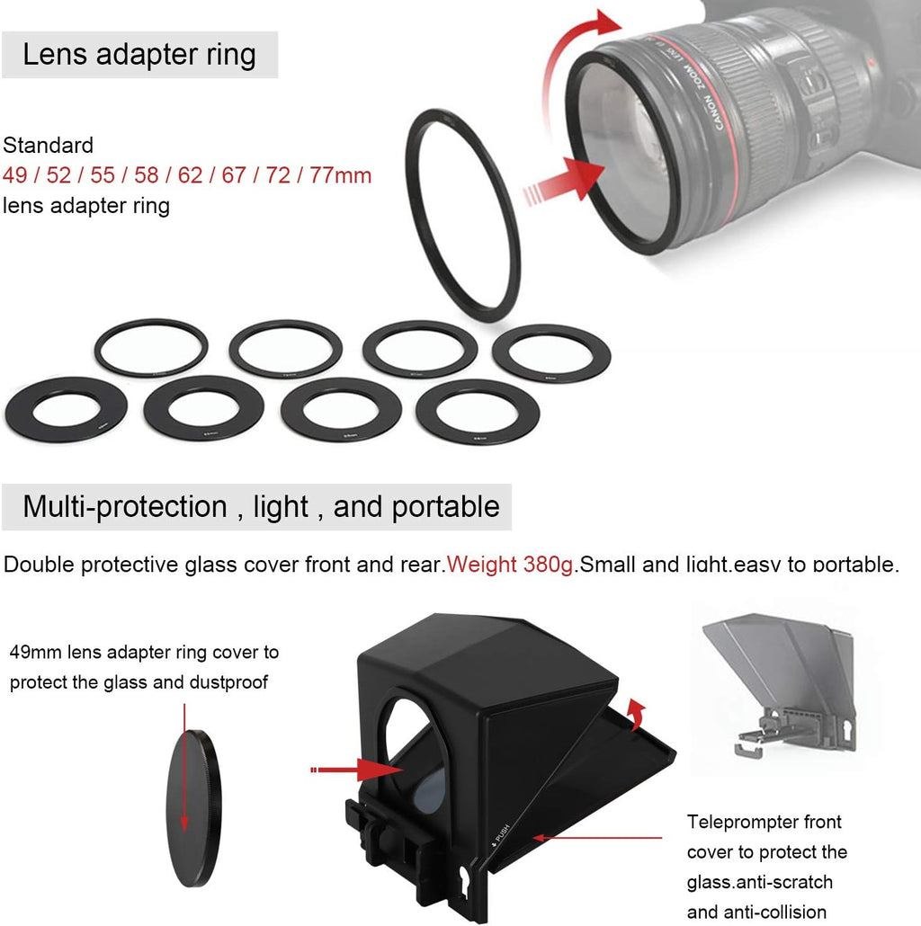 Adjustable Teleprompter with HD Glass & Remote Q704