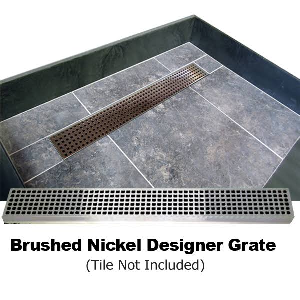 Trench Shower Pan, 42x22 W x 36x22 D, Brushed Nickel J646