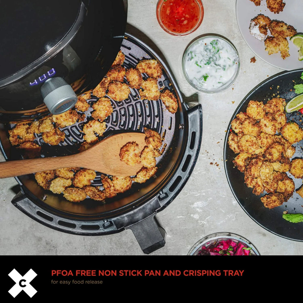 6 Qt Digital Air Fryer with Nonstick Removable Pan and Crisping Tray, Black G2422