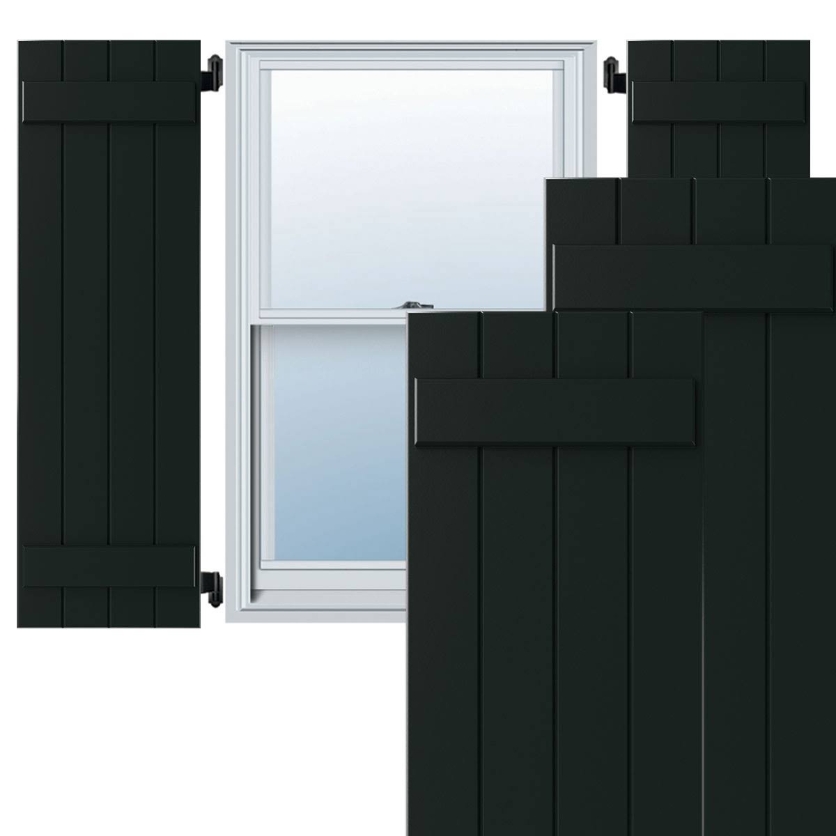 Black Composite Board-n-Batten Shutters (Per Pair) Q84870