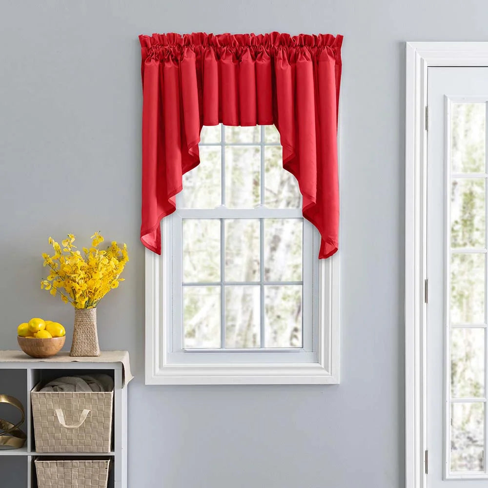 Red Solid Color Window Swag Set 126"x36" E398