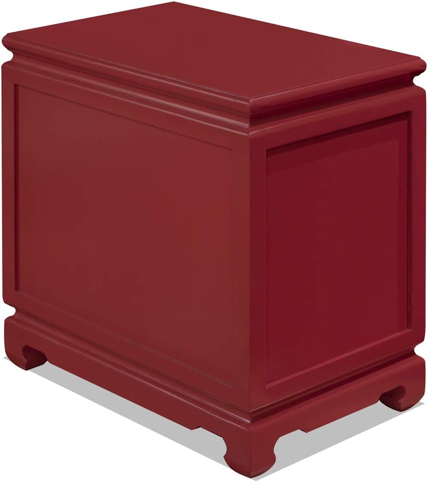 Matte Red Chinese End Cabinet with Brass Hardware G115