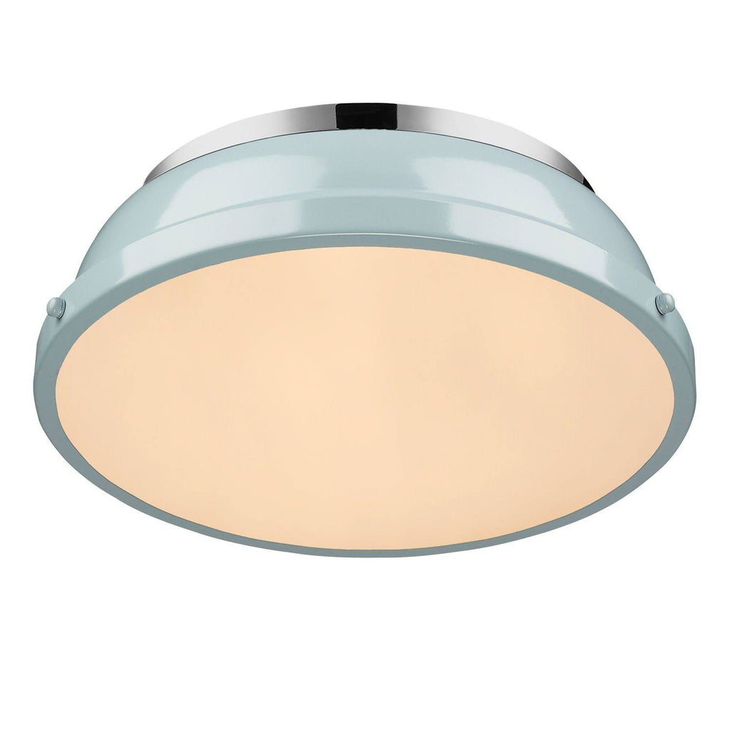 Two Light Flush Mount Seafoam Glass Chrome B334753