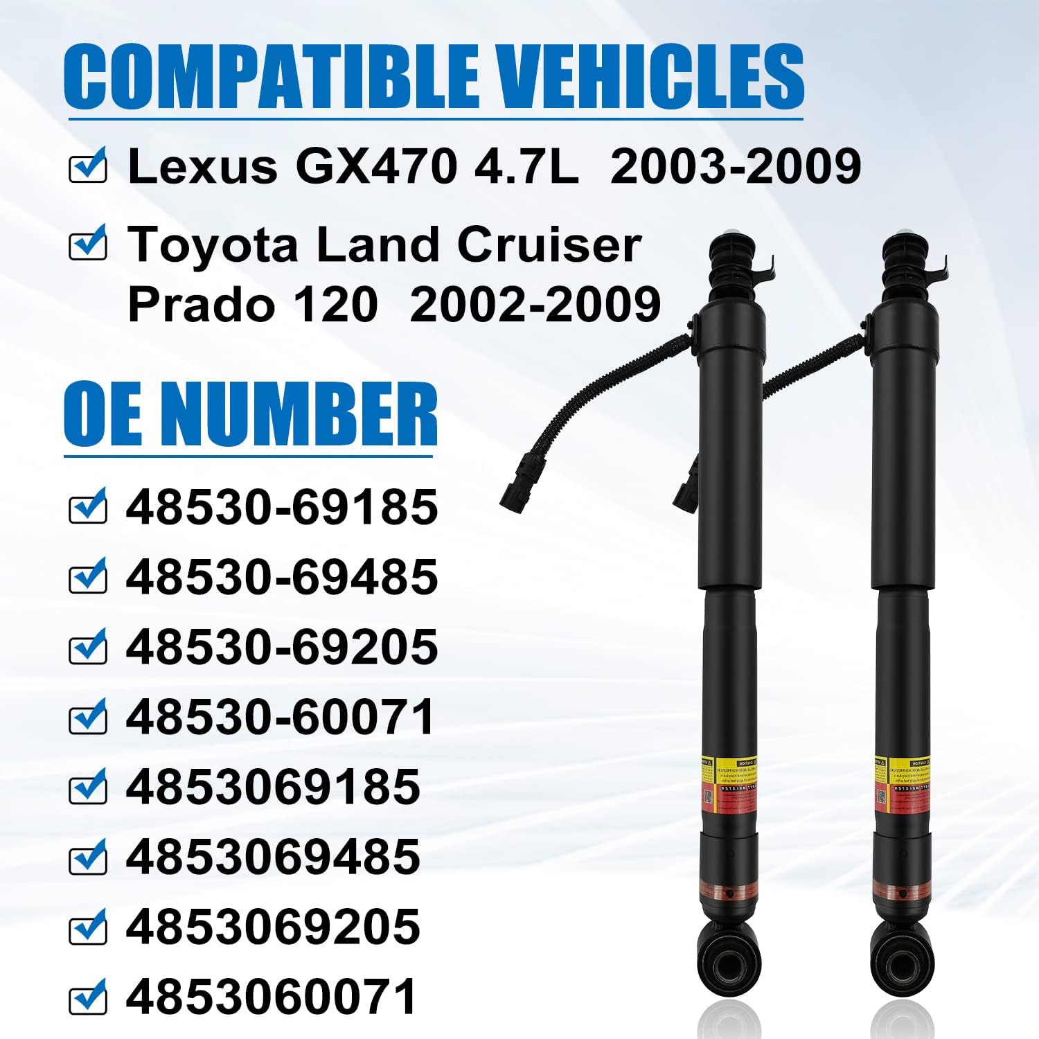 Pair Rear Shock Absorber for Toyota Land Cruiser Prado 120, Lexus GX470 T632