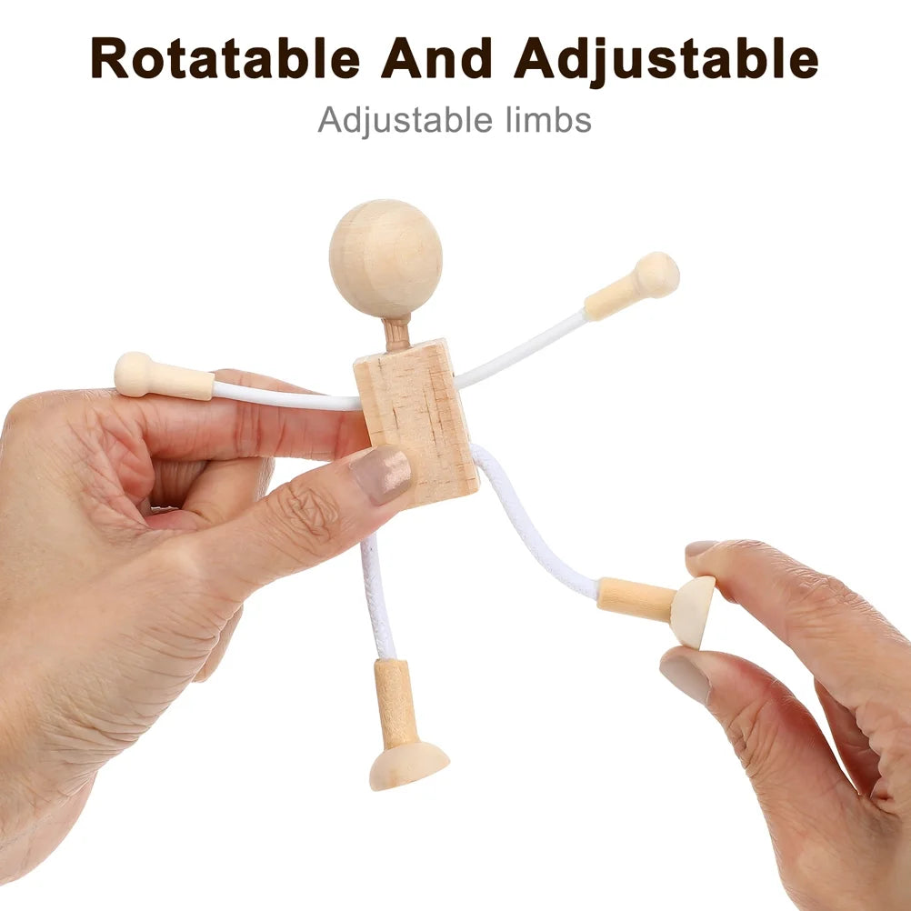 6pcs Unfinished Wooden Dolls Cartoon Robots F777