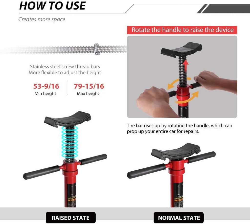 Steel Underhoist Support Lift Jack Stand with 12 Inch Diameter Base 3/4 Ton Capacity F629093