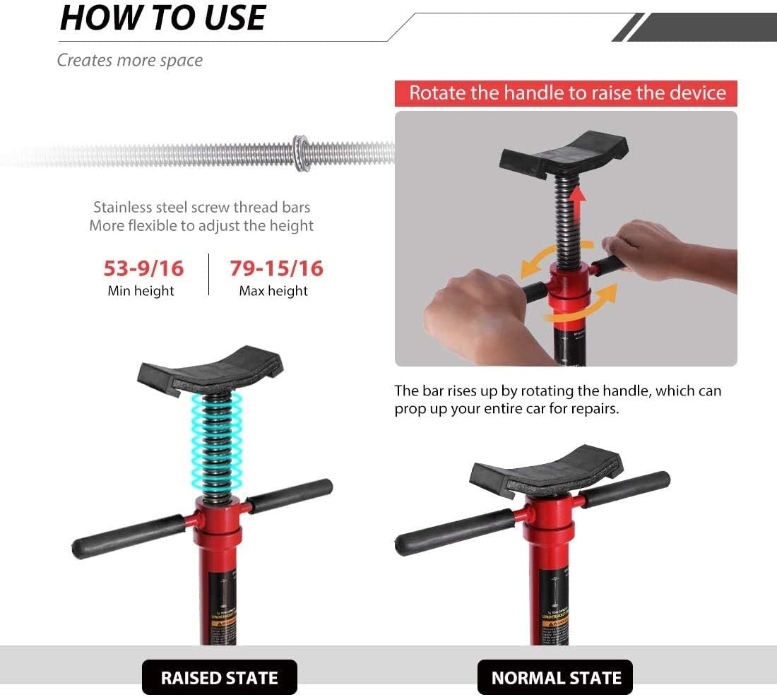 Steel Underhoist Support Lift Jack Stand with 12 Inch Diameter Base 3/4 Ton Capacity F629093