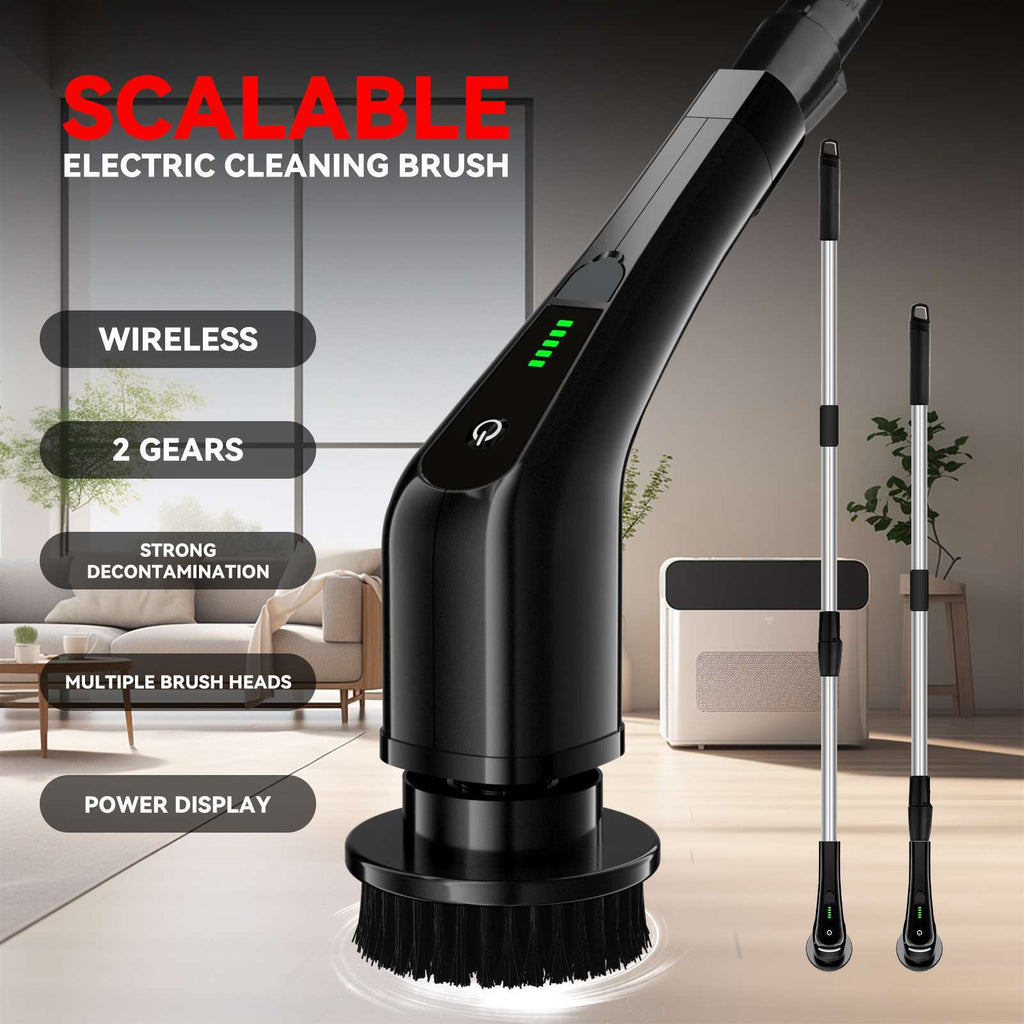Cordless Electric Spin Scrubber with Long Handle & 7 Replaceable Heads Q2530