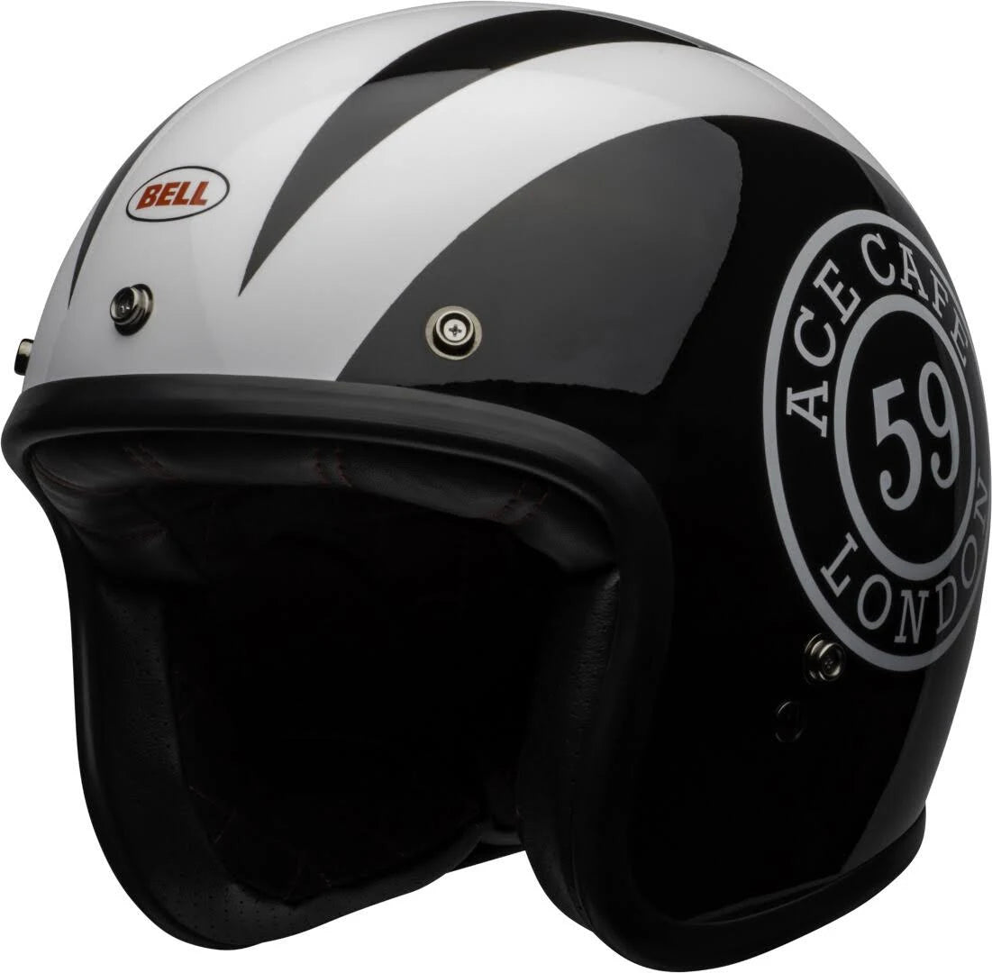 Gloss Black-White Motorcycle Helmet G22290