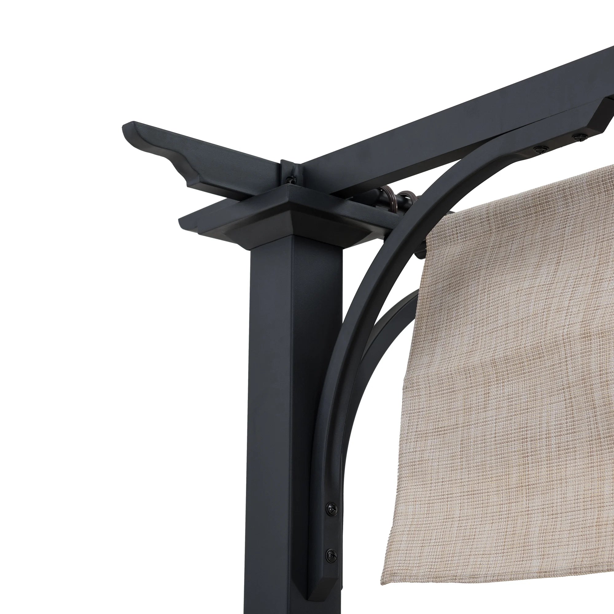 Black Steel Pergola with Adjustable Beige Shade Y160561