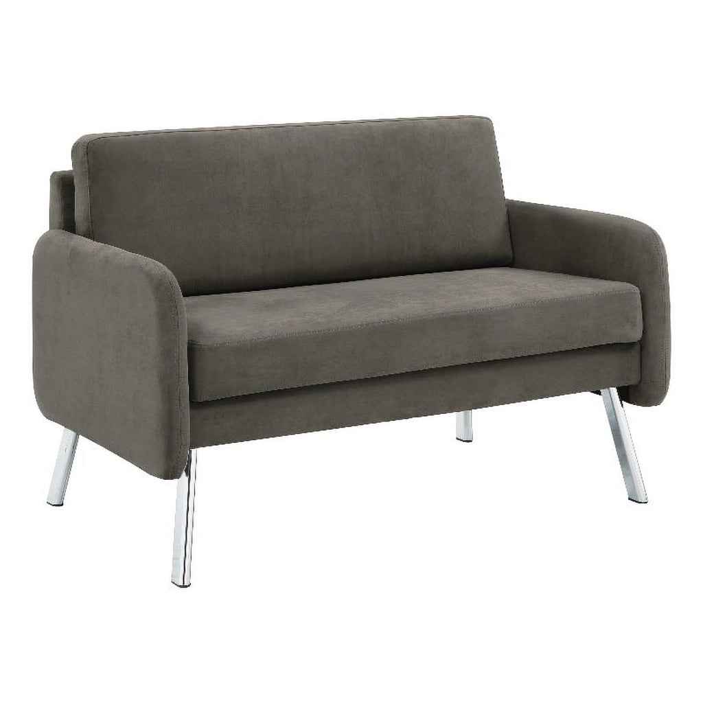 Charcoal Fabric Lounge Loveseat with Chrome Legs Y6629