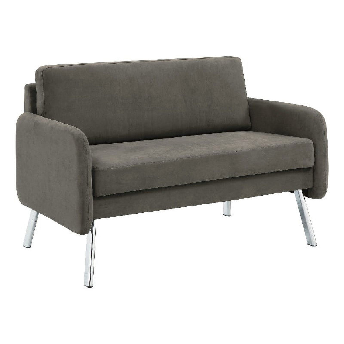 Charcoal Fabric Lounge Loveseat with Chrome Legs Y6629