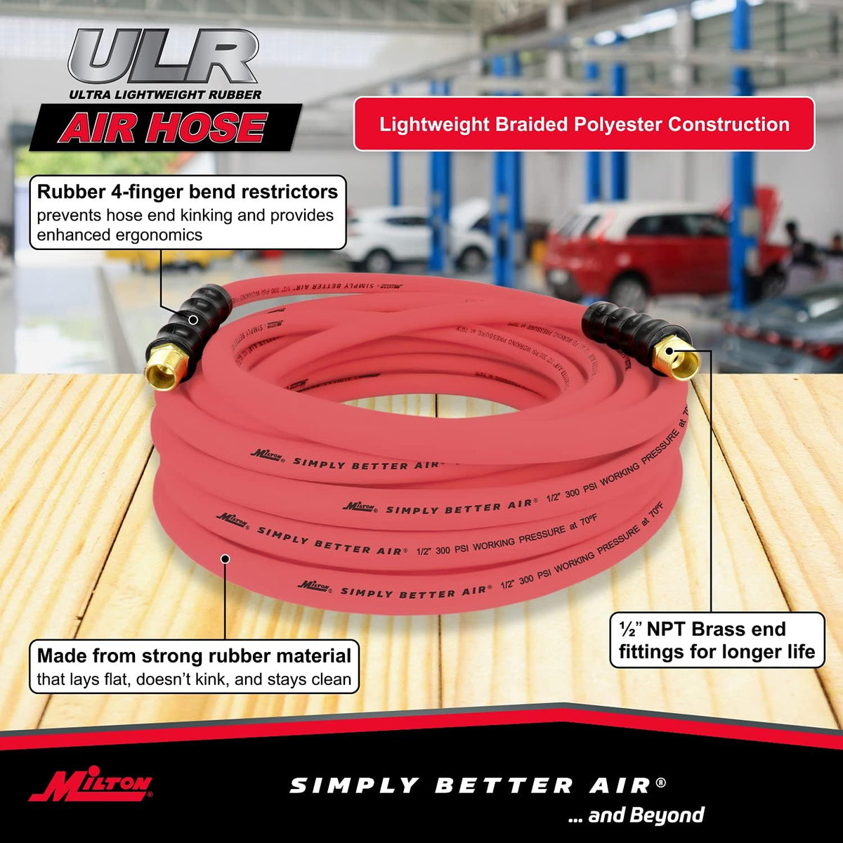 50 ft. x 1/2 ID Ultra Lightweight Rubber Air Hose G44796