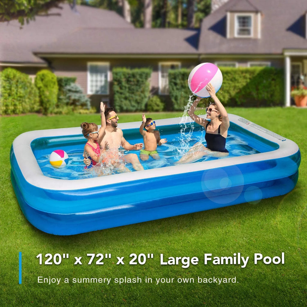 Inflatable Swimming Pool 120" X72" X20" Family Swim Center A8050