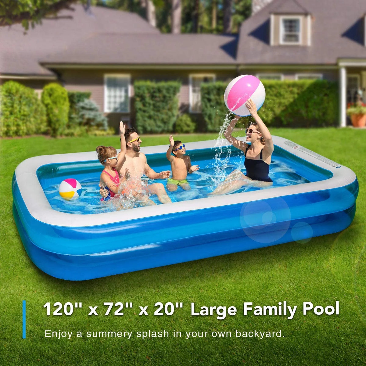 Inflatable Swimming Pool 120" X72" X20" Family Swim Center A8050