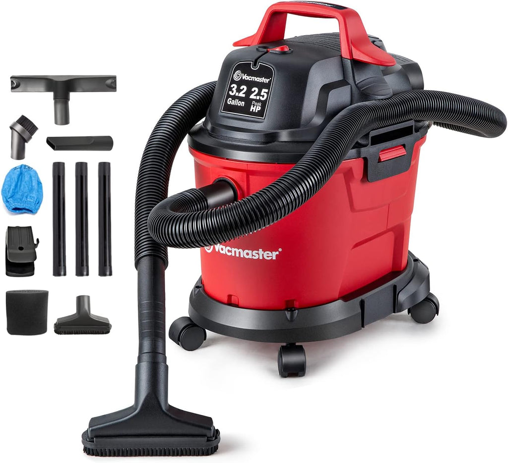 3.2 Gallon 2.5 Peak HP Wall Mounted Shop Vacuum Cleaner with Extension Wands Tool Storage & Wall Bracket, Pack of 2 Z441