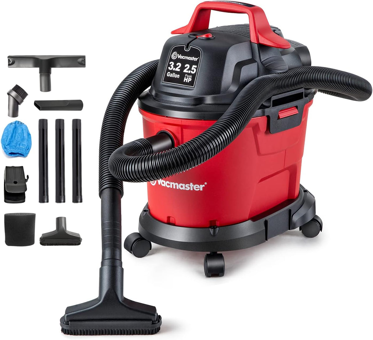 3.2 Gallon 2.5 Peak HP Wall Mounted Shop Vacuum Cleaner with Extension Wands Tool Storage & Wall Bracket, Pack of 2 Z441