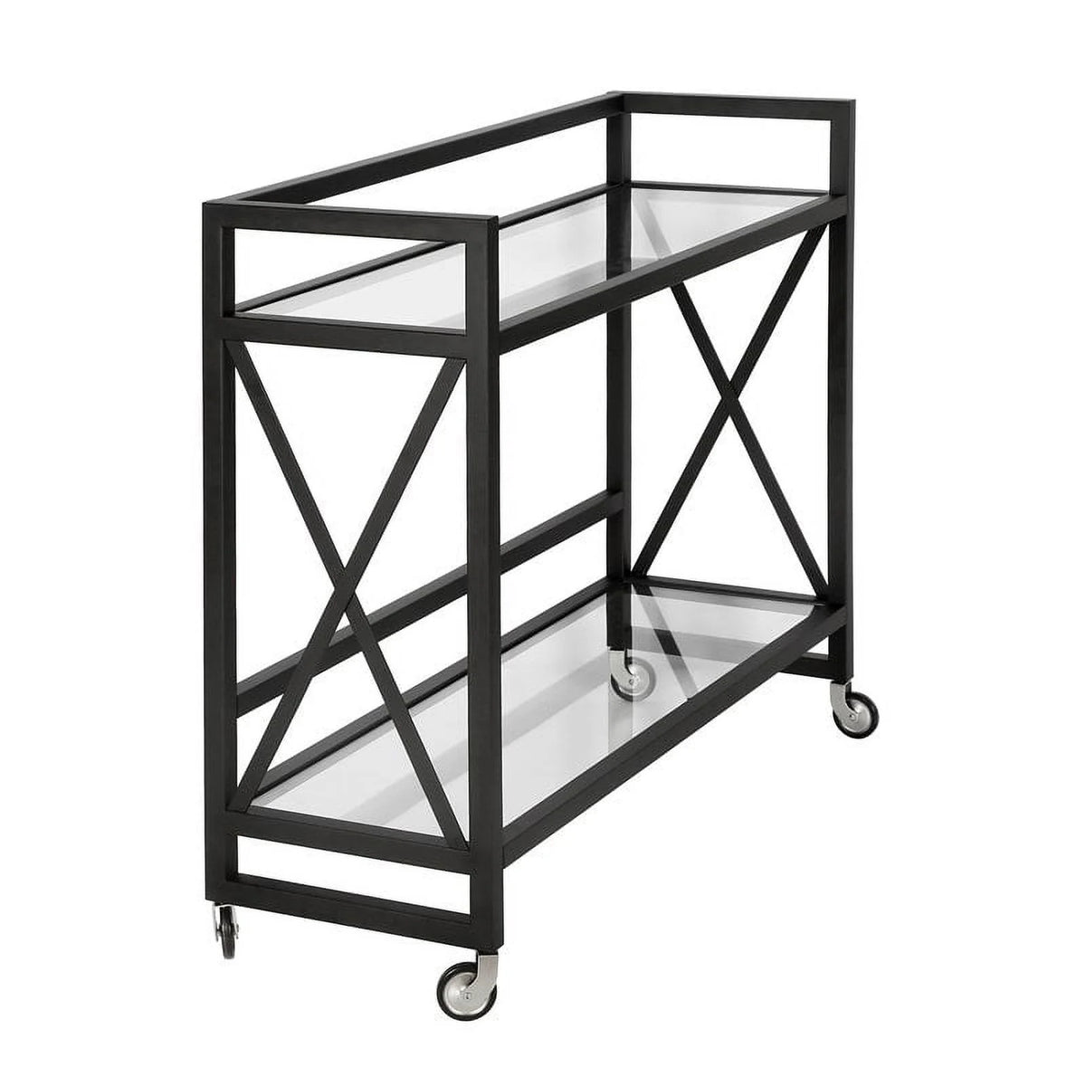 Blackened Bronze Metal/Glass Bar Cart N8200