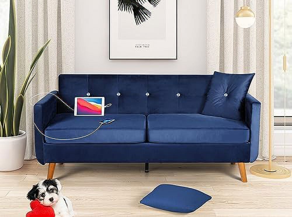 Light G Chenille Tufted 2-Seater Loveseat Sofa with USB Charging Ports R228976