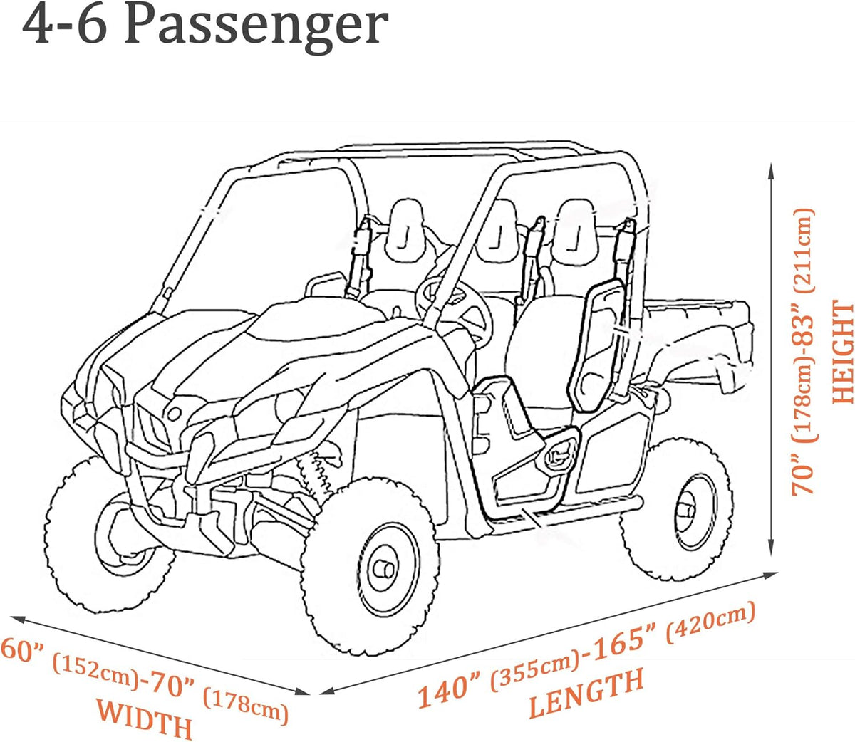 420D Waterproof Oxford Fabric UTV Cover with Storage Bag M 114’’x65’’x75’’ N327