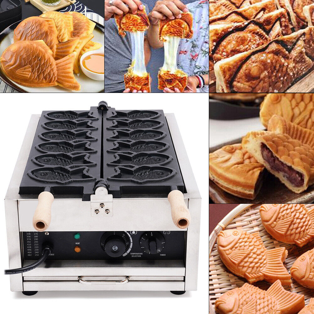 6Pcs Non-stick Stainless Steel Fish Waffle Maker K629303