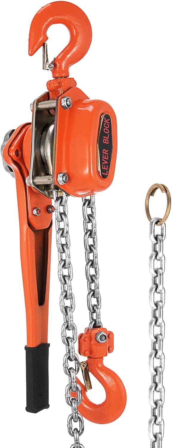 0.75Ton 1650lbs Capacity Ratchet Puller with 10FT Lifting Height, Heavy Duty Steel Hooks, Pack of 2 C599
