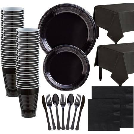 Black Plastic Tableware Kit for 100 Guests R7268