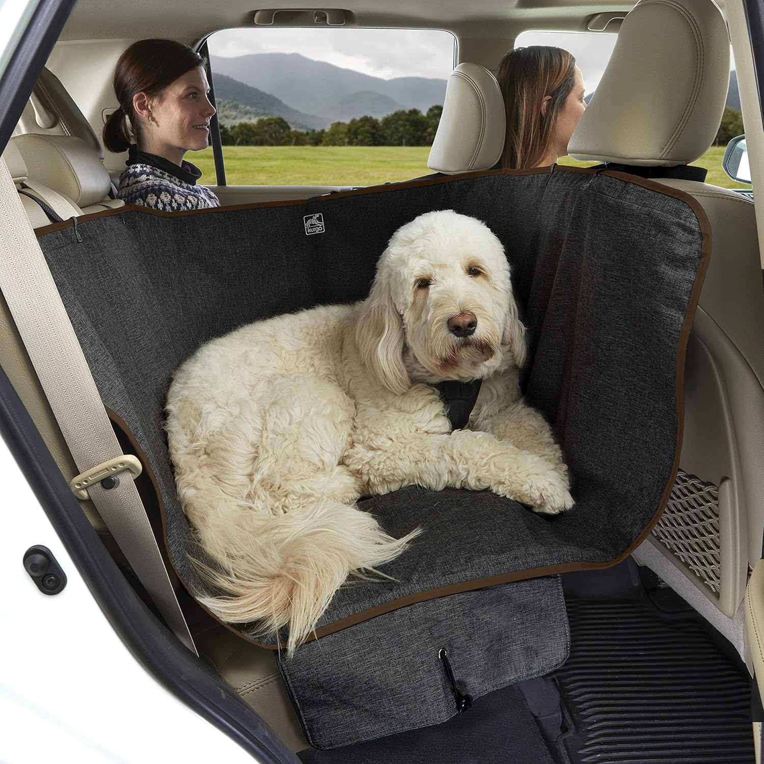 Khaki Heather Charcoal Grey Dog Car Hammock Seat Cover Pack of 2 T45160