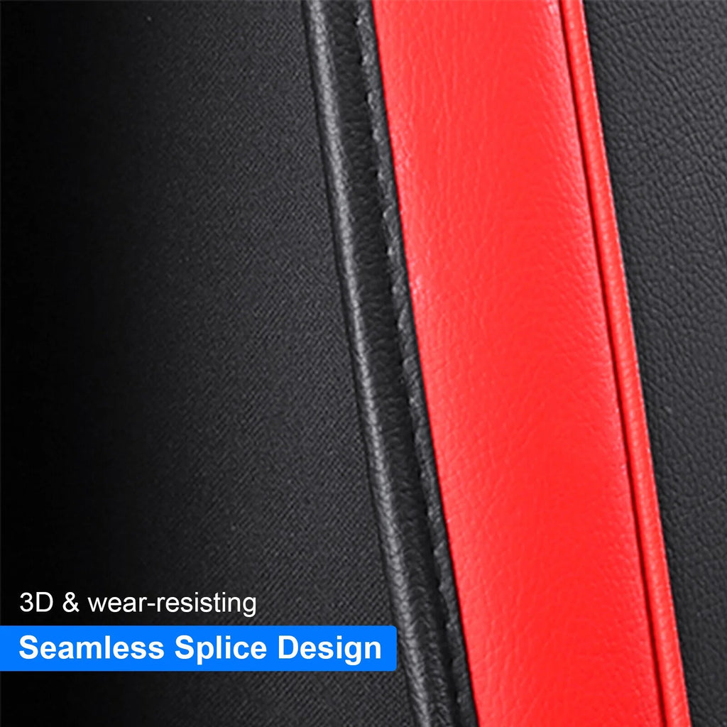 Black & Red Waterproof Leather Car Seat Covers Full Set T962460