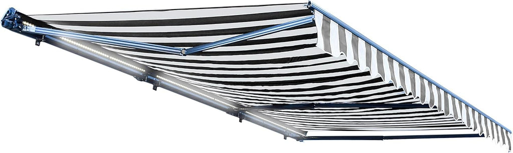 Motorized Retractable Patio Awning - 16 x 10 Feet - Multi-Striped Yellow L694
