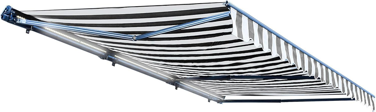 Motorized Retractable Patio Awning - 16 x 10 Feet - Multi-Striped Yellow L694