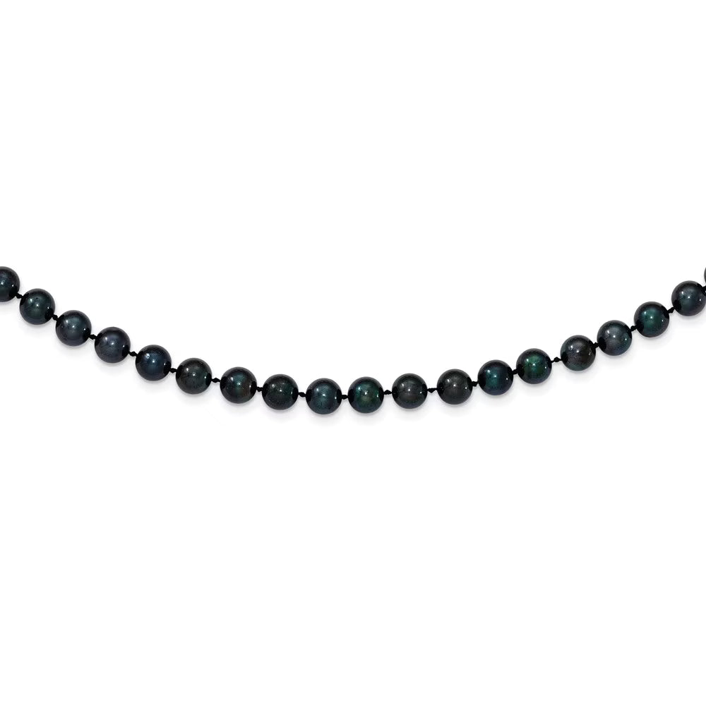 14k White Gold 6-7mm Round Black Akoya Cultured Pearl Necklace Q236954