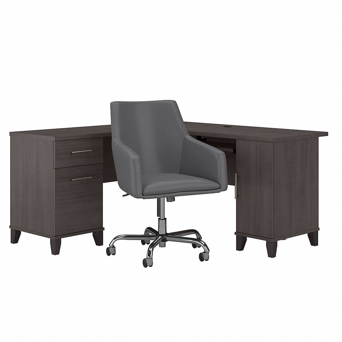 L Shaped Desk and Chair Set in Storm Gray E762693