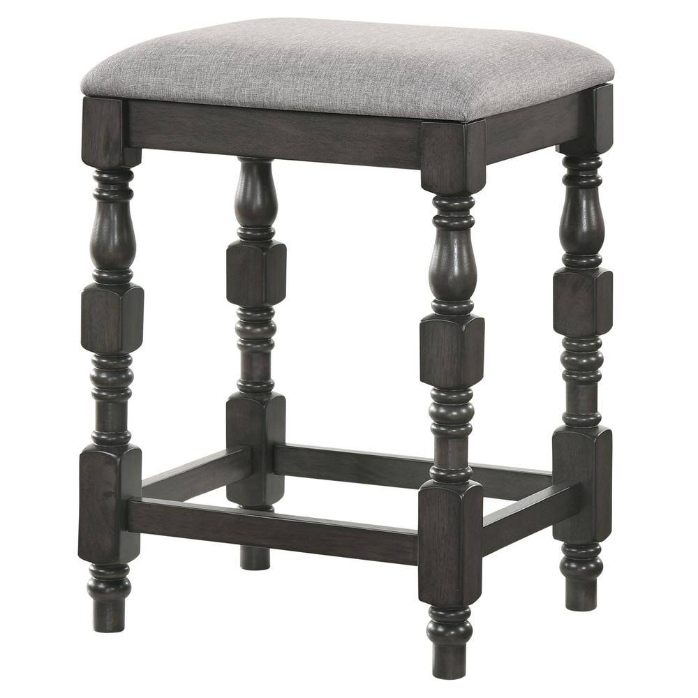 Dark Gray and Light Gray Backless Wooden Barstools (Set of 2) J720613