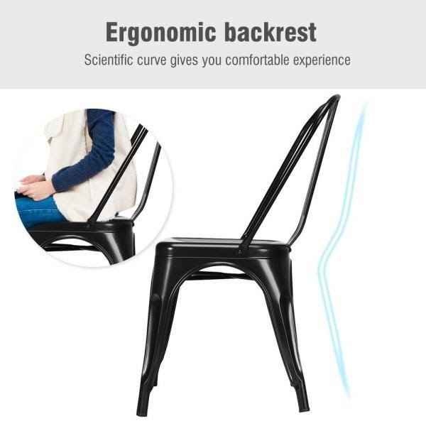 Black Metal Stackable Dining Side Chair Set of 4 E8479
