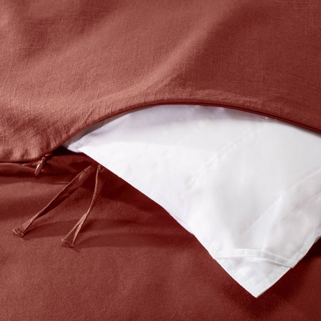 Dark Clay Heavyweight Linen Blend Duvet Cover & Sham Set D17945