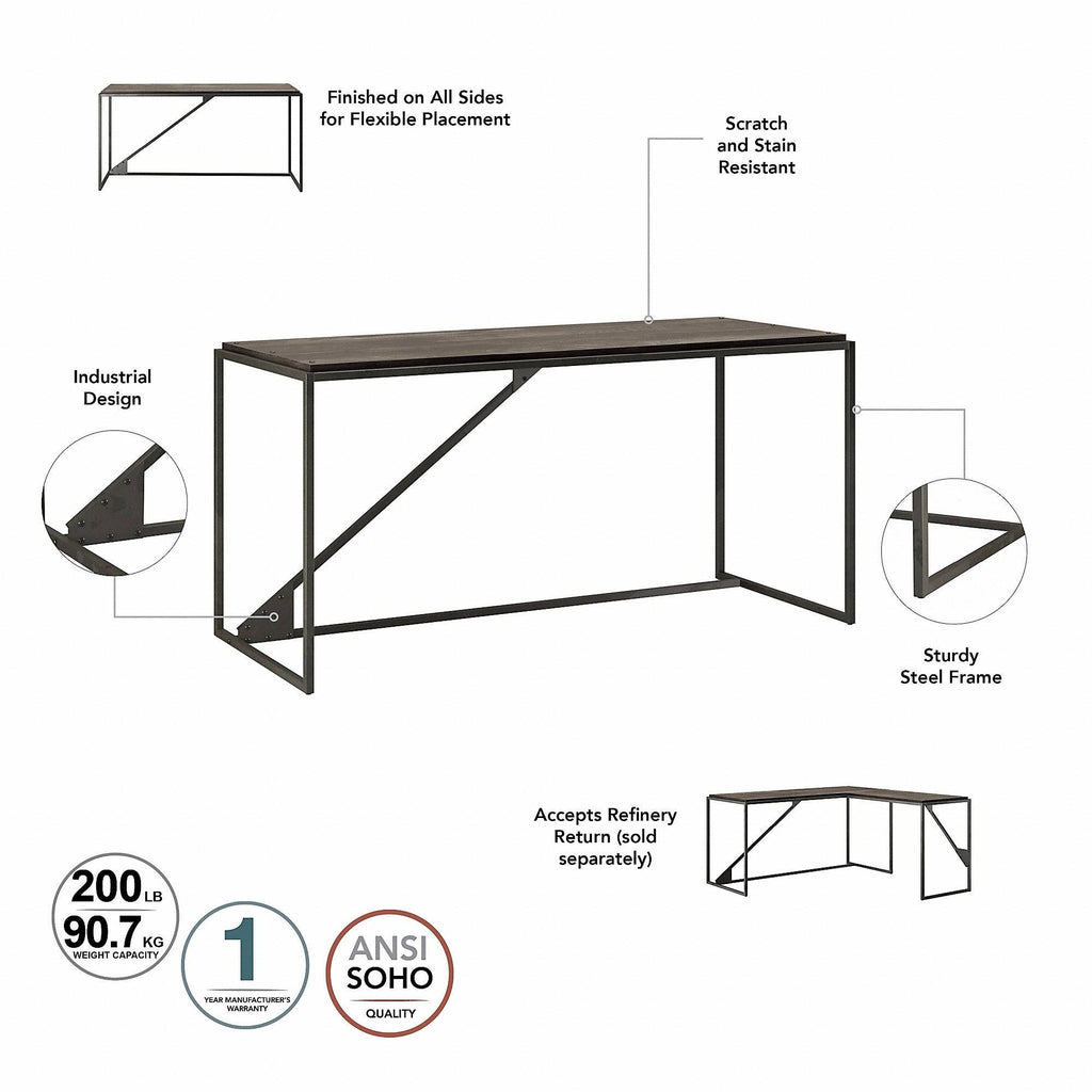 Industrial L Shaped Desk with 3 Drawer Mobile File Cabinet, 62W, Cottage White B690