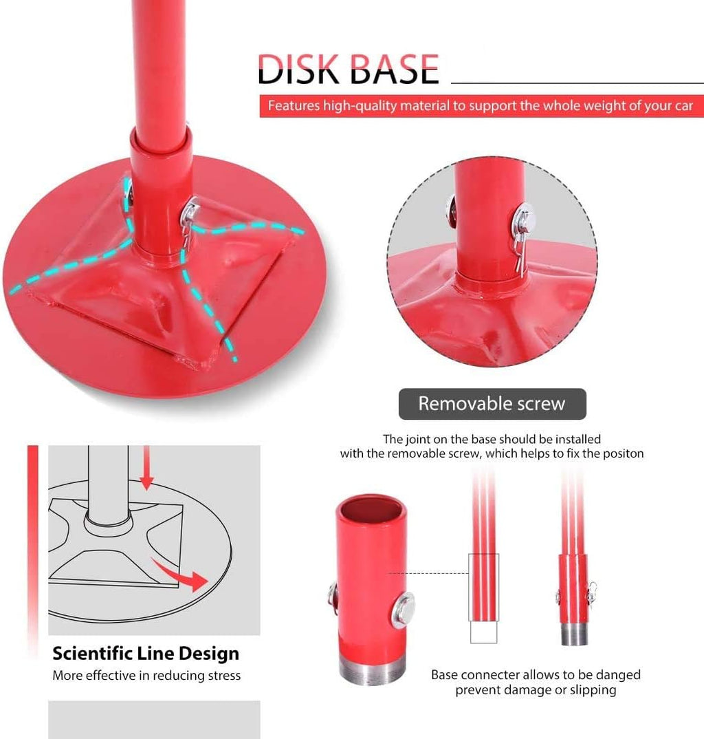 Steel Underhoist Support Lift Jack Stand with 12 Inch Diameter Base 3/4 Ton Capacity F629093