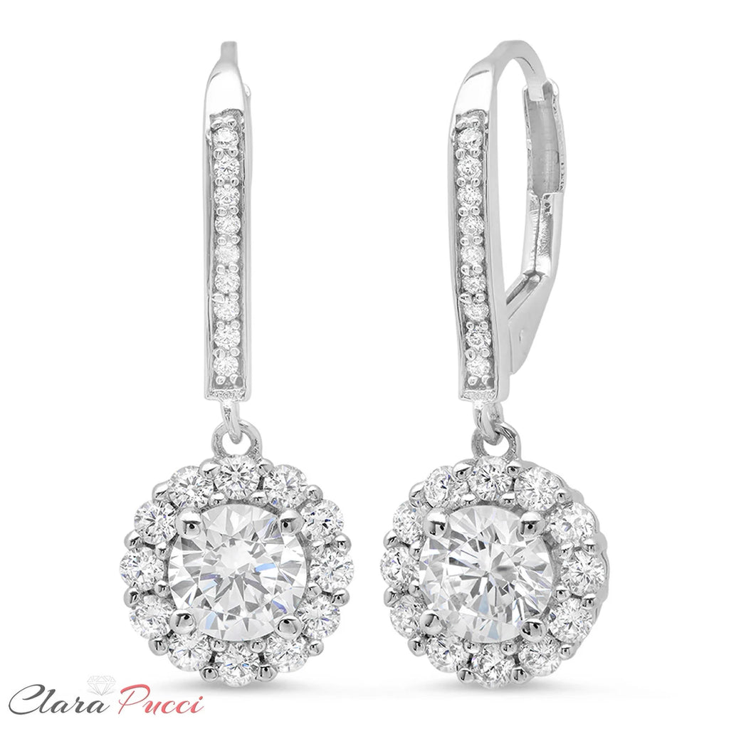 18K White Gold Diamond Drop Dangle Earrings D468032