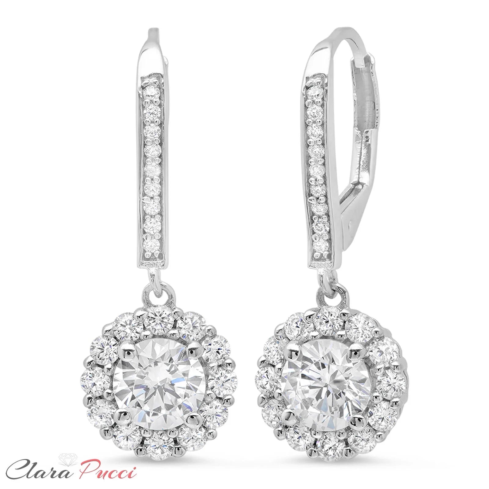 18K White Gold Diamond Drop Dangle Earrings D468032