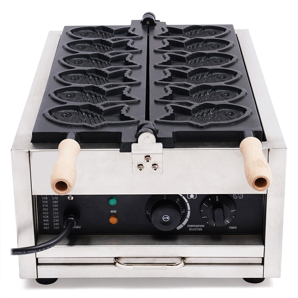 6Pcs Non-stick Stainless Steel Fish Waffle Maker K629303